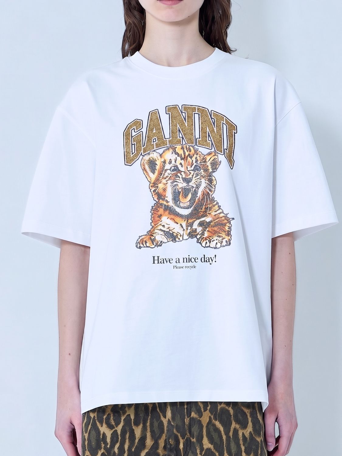 Heavy Cotton Jersey Beaded Baby Tiger Print