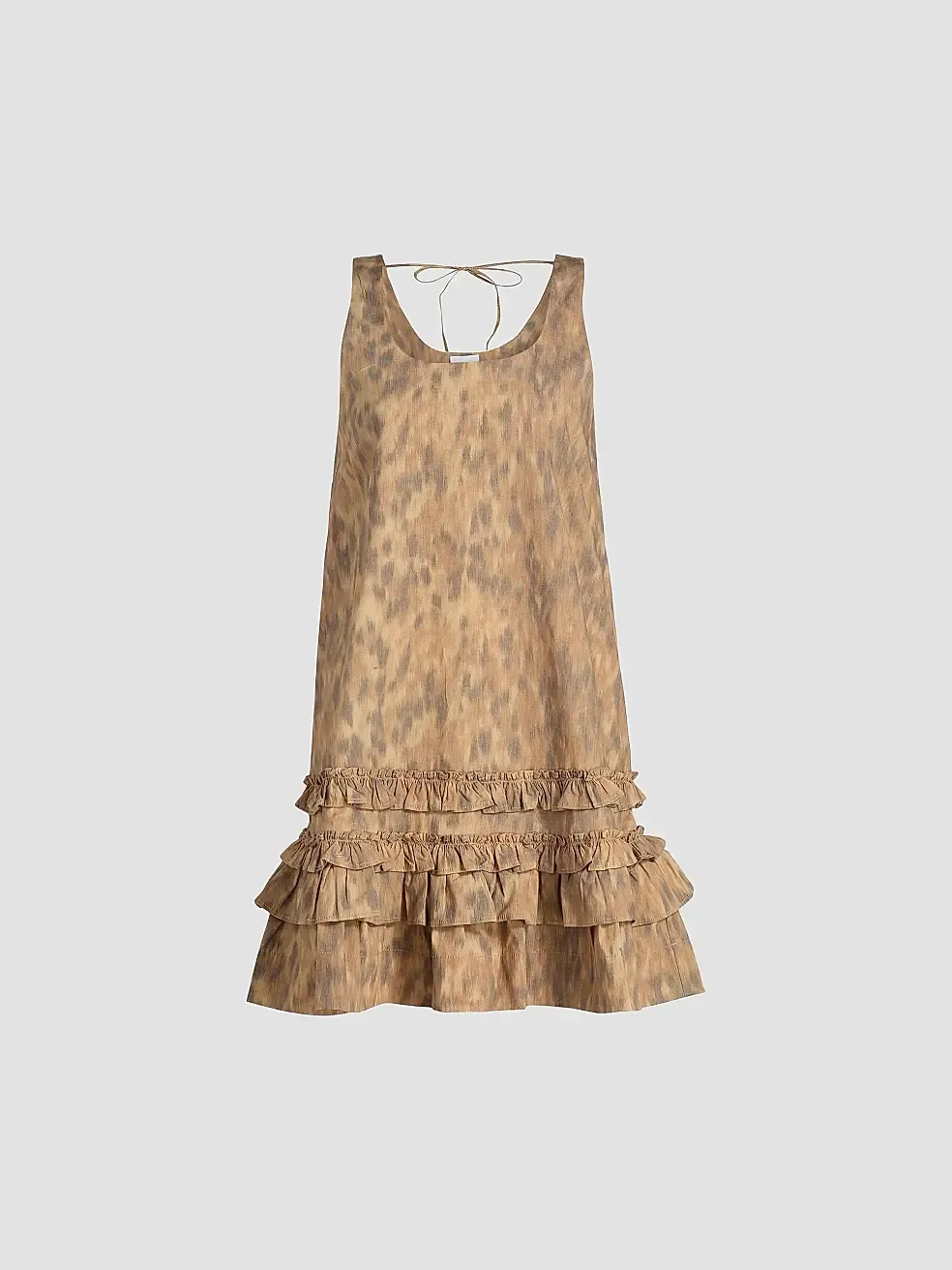 Printed Stretch Cotton U-Neck Mini Dress