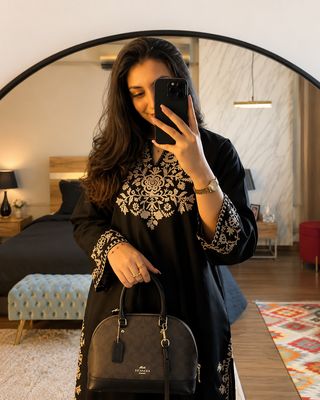 Black Embroidered Cotton Kurta for Women | Elegant Ethnic Wear for Casual &amp; Festive Occasions