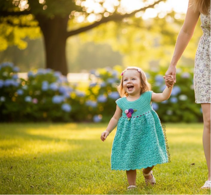 Shell Design Frock with ribbon