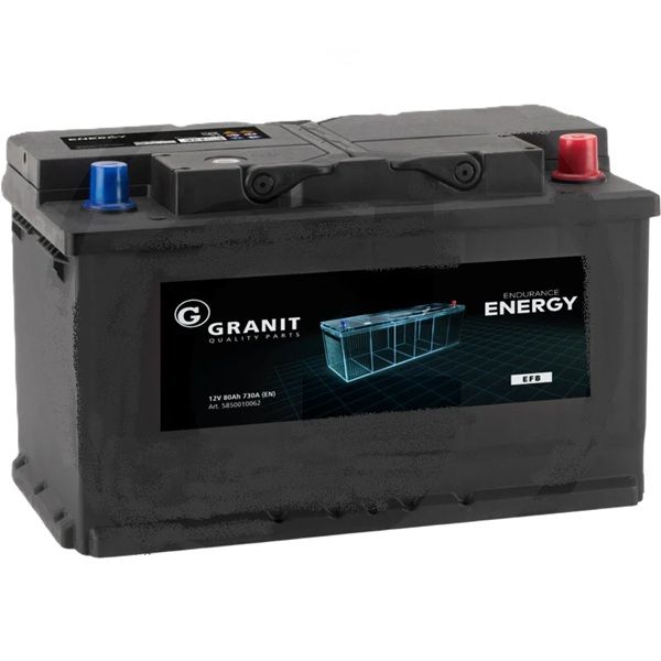 GRANIT ENDURANCE ENERGY Batterie 12 V  80 Ah EFB-Batterie, wartungsfrei