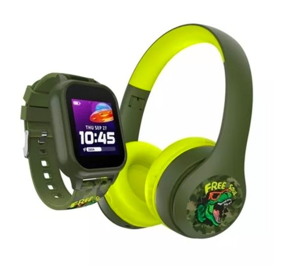 Bluetooth Headphone and smart watch Bundle Gift Set - Dinosaur