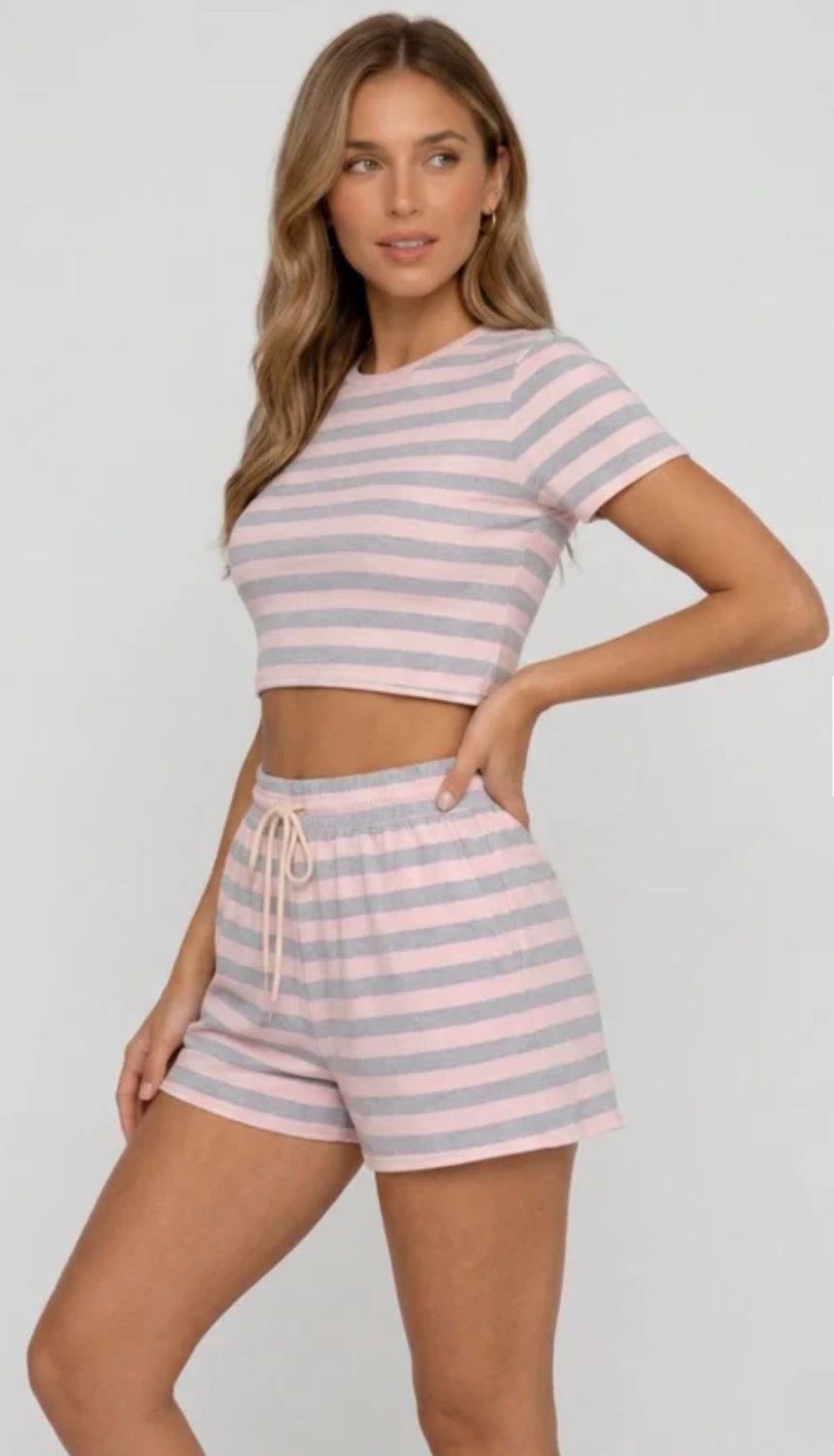 Striped Shorts &amp; Tee Co Ord