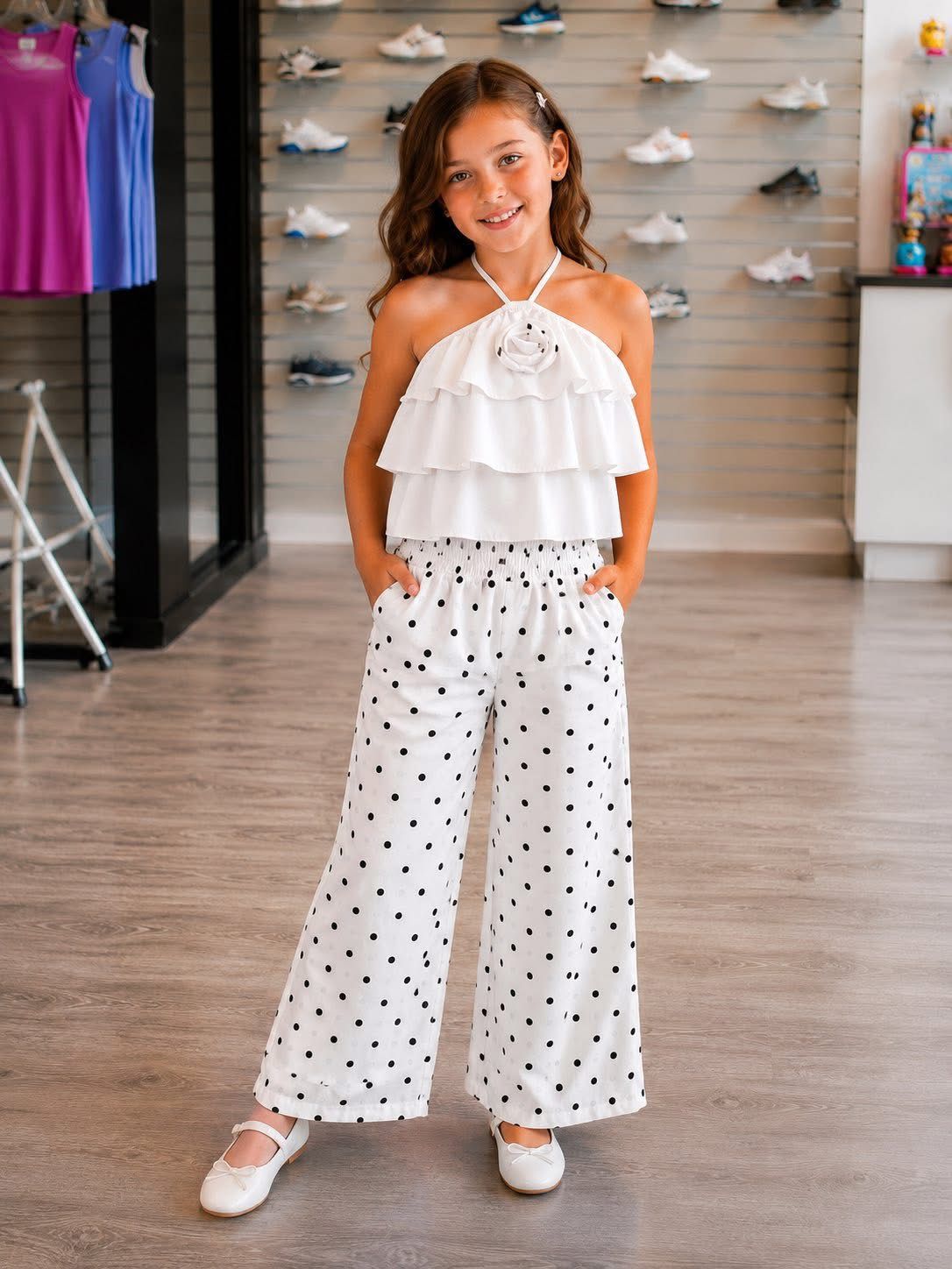 Sweet Charm Polka Dot Palazzo Set