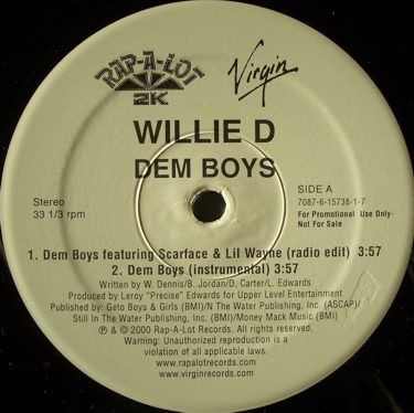 Willie D - Dem Boys (12", Promo) (Near Mint (NM or M-))