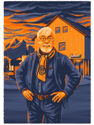 Digital drawn portrait (with landscape background)