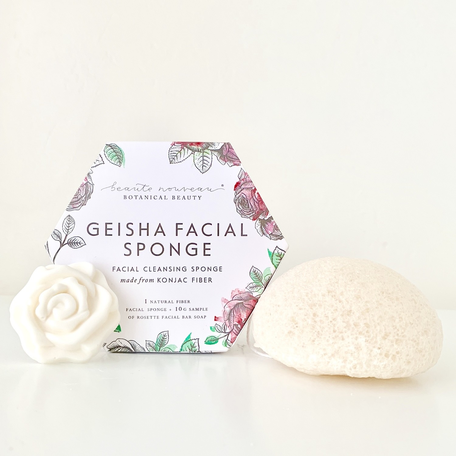 Geisha Facial Sponge + 10g Rosette Facial Bar Soap