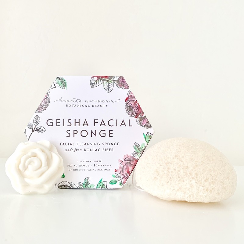 Geisha Facial Sponge + 10g Rosette Facial Bar Soap