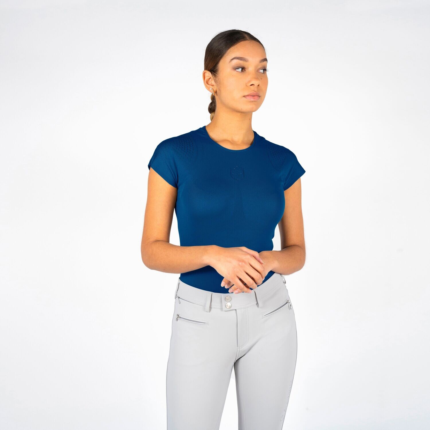 Collectif Clothing Chemisier à pois Luana Chalk en bleu marine | Acheter chez