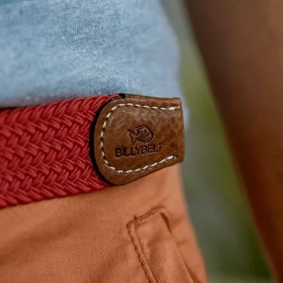 Ceinture tressee elastique Rouge oriental by BILLYBELT Ceinture tressee elastique Rouge oriental by BILLYBELT