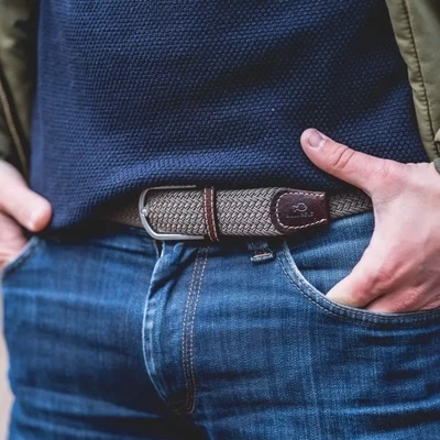 Ceinture tressee elastique Beige taupe by BILLYBELT Ceinture tressee elastique Beige taupe by BILLYBELT