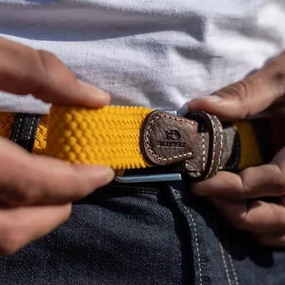 Ceinture tressee elastique Jaune safran by BILLYBELT Ceinture tressee elastique Jaune safran by BILLYBELT