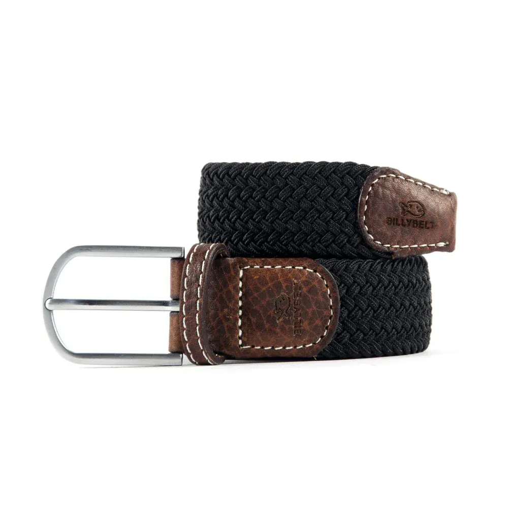 Ceinture tressee elastique Noir reglisse by BILLYBELT, Taille: 70-80