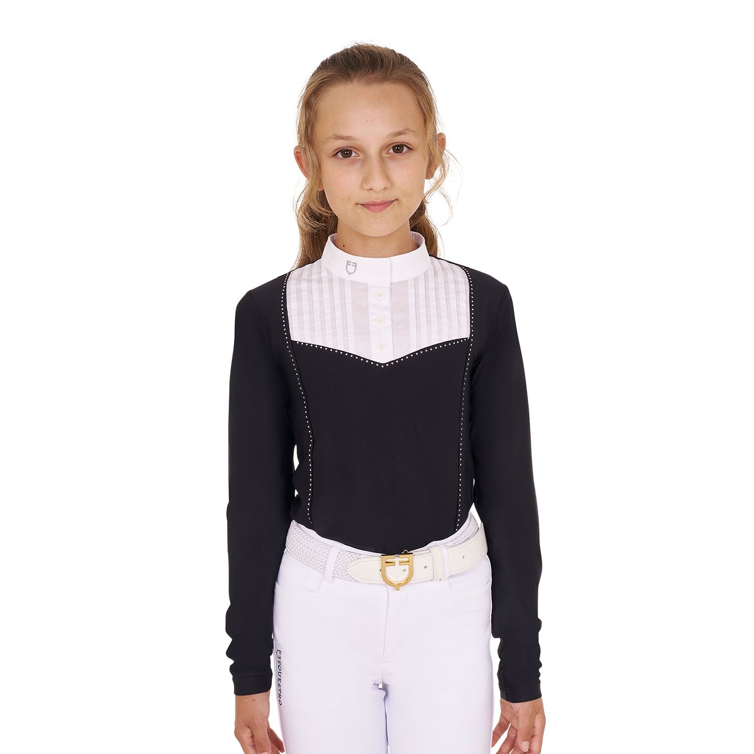 Polo fille slim fit rhinestones Manches Longues by EQUESTRO