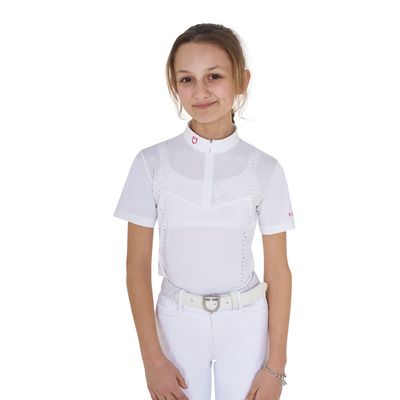 Polo fille slim fit perfore fabric Manches Courtes by EQUESTRO