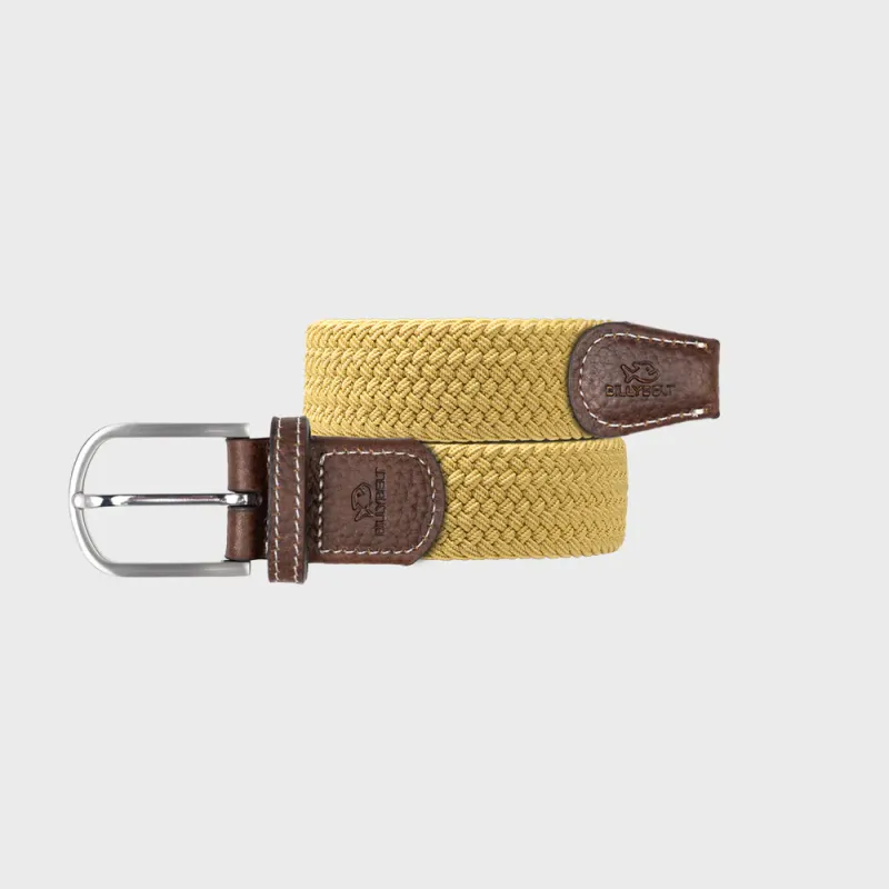 Ceinture tressee elastique Jaune curry by BILLYBELT