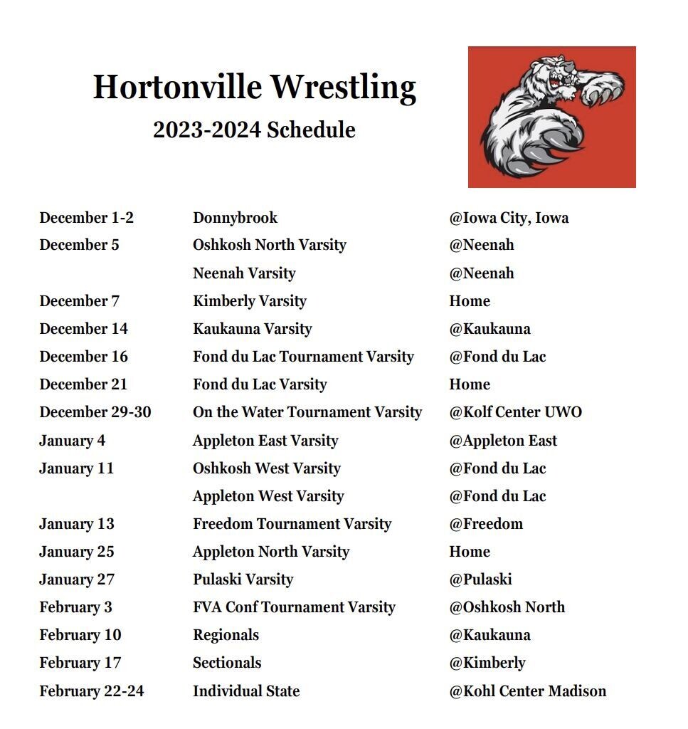 2023-2024 HHS Wrestling Schedule