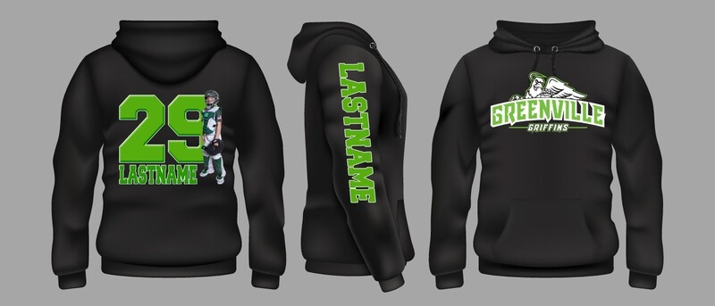 CELL USERS - Scroll &amp; Swipe left for Examples Above. District Fleece Hoodies, Men &amp; Unisex Sizes, Front Graphic Included, Mix &amp; Match Custom Photographic Back with Name &amp; Number &amp;/or Sleeves OPTIONAL.