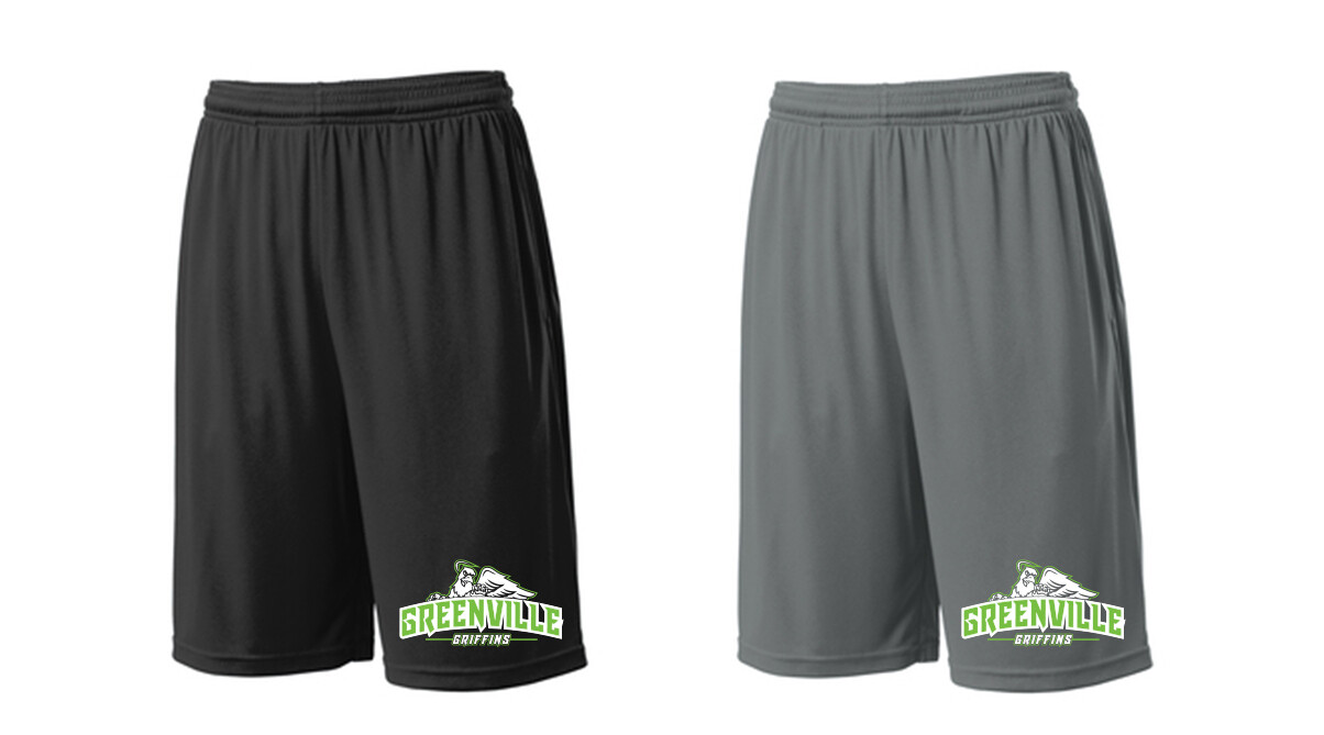 Sport-Tek PosiCharge Pockered Polyester 9" Polyester Athletic Shorts, Men & Unisex Sizes, Front Graphic Included Sport-Tek PosiCharge Pockered Polyester 9" Polyester Athletic Shorts, Men & Unisex Sizes, Front Graphic Included
