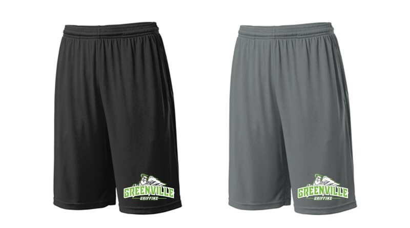 Sport-Tek PosiCharge Pockered Polyester 9" Polyester Athletic Shorts, Men &amp; Unisex Sizes, Front Graphic Included