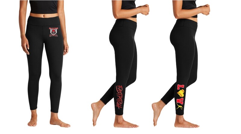 SPORT-TEK 7/8 LADIES PBFP LEGGING Standard Front and Right Calf Graphic Included SPORT-TEK 7/8 LADIES PBFP LEGGING Standard Front and Right Calf Graphic Included