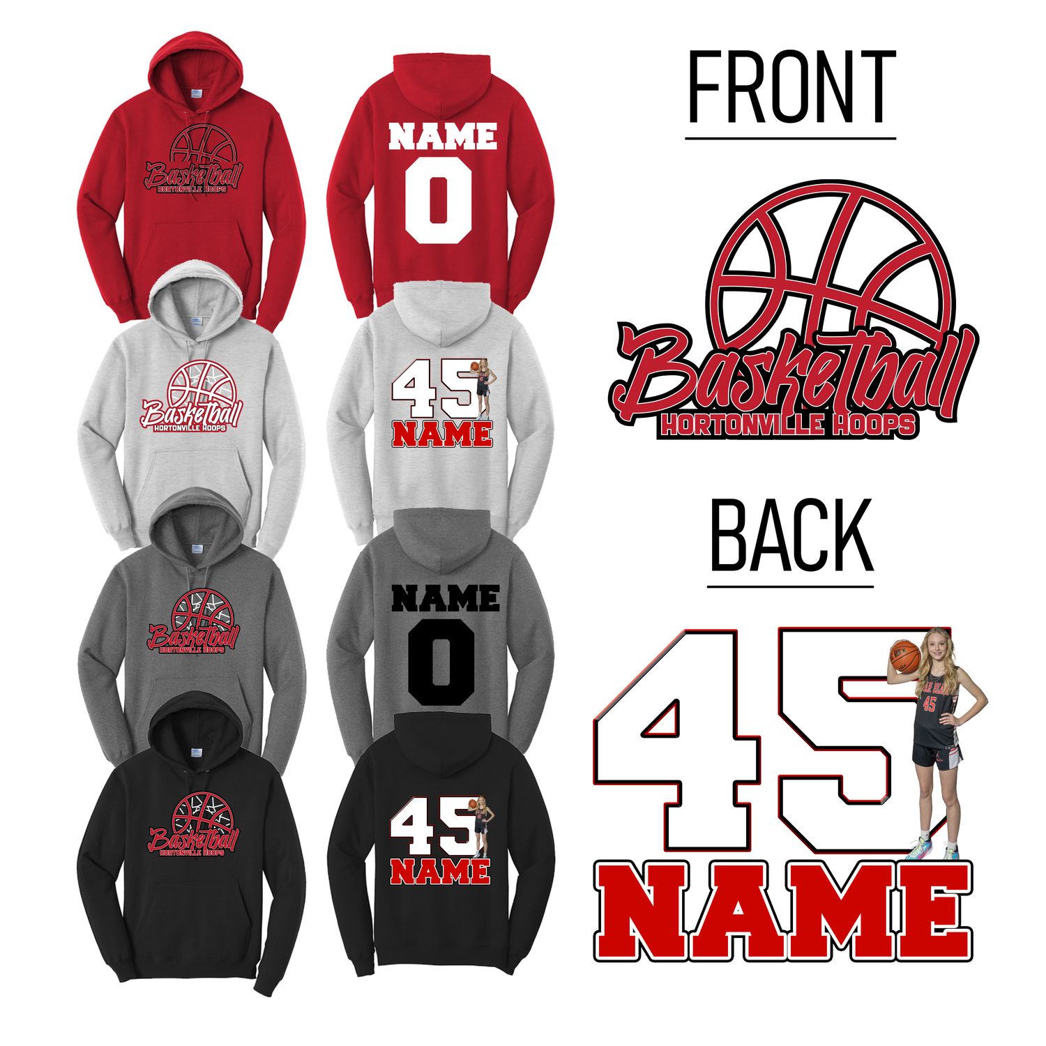 Hortonville Hoops Hoodie Design 1