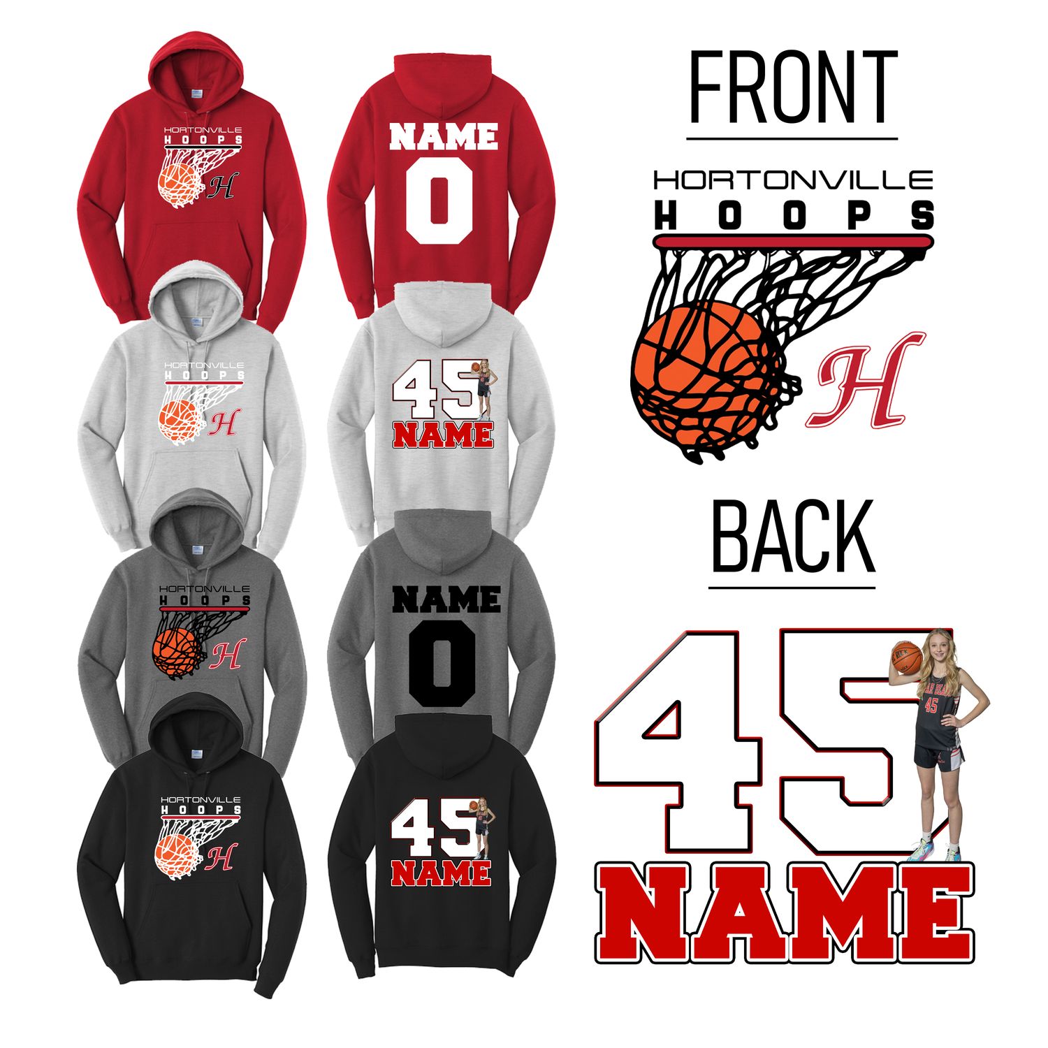 Hortonville Hoops Hoodie Design 2