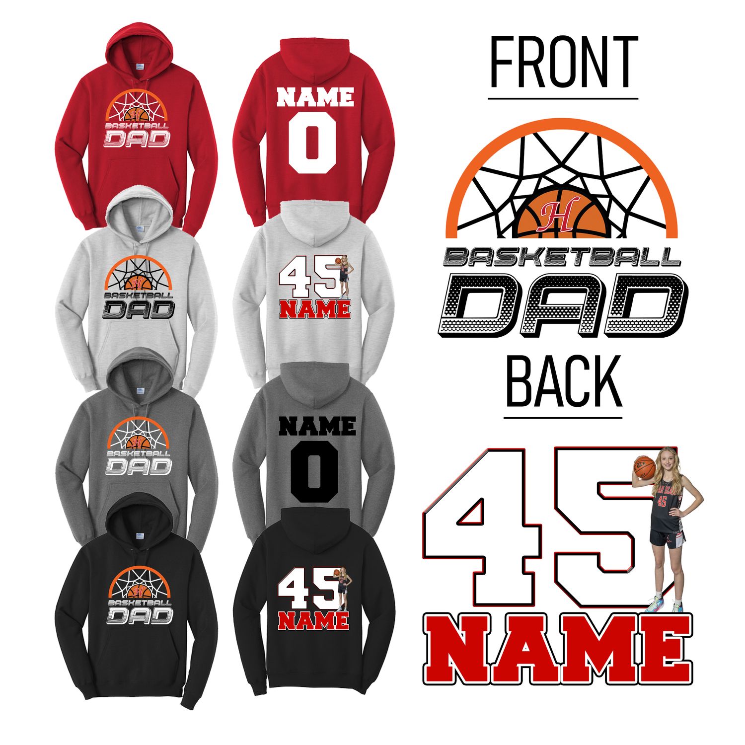 Hortonville Hoops Hoodie Dad Design 1