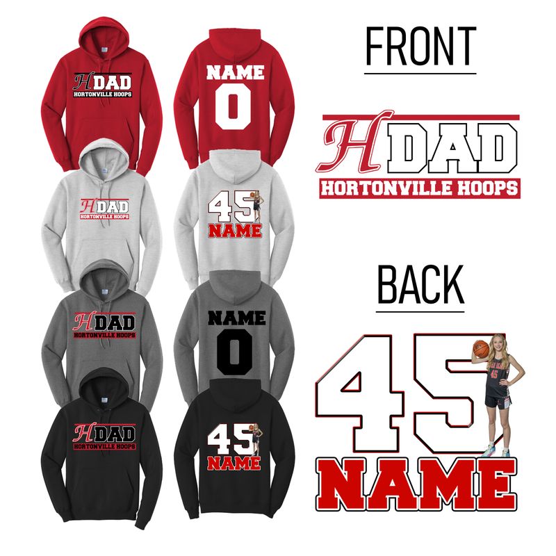 Hortonville Hoops Hoodie Dad Design 2