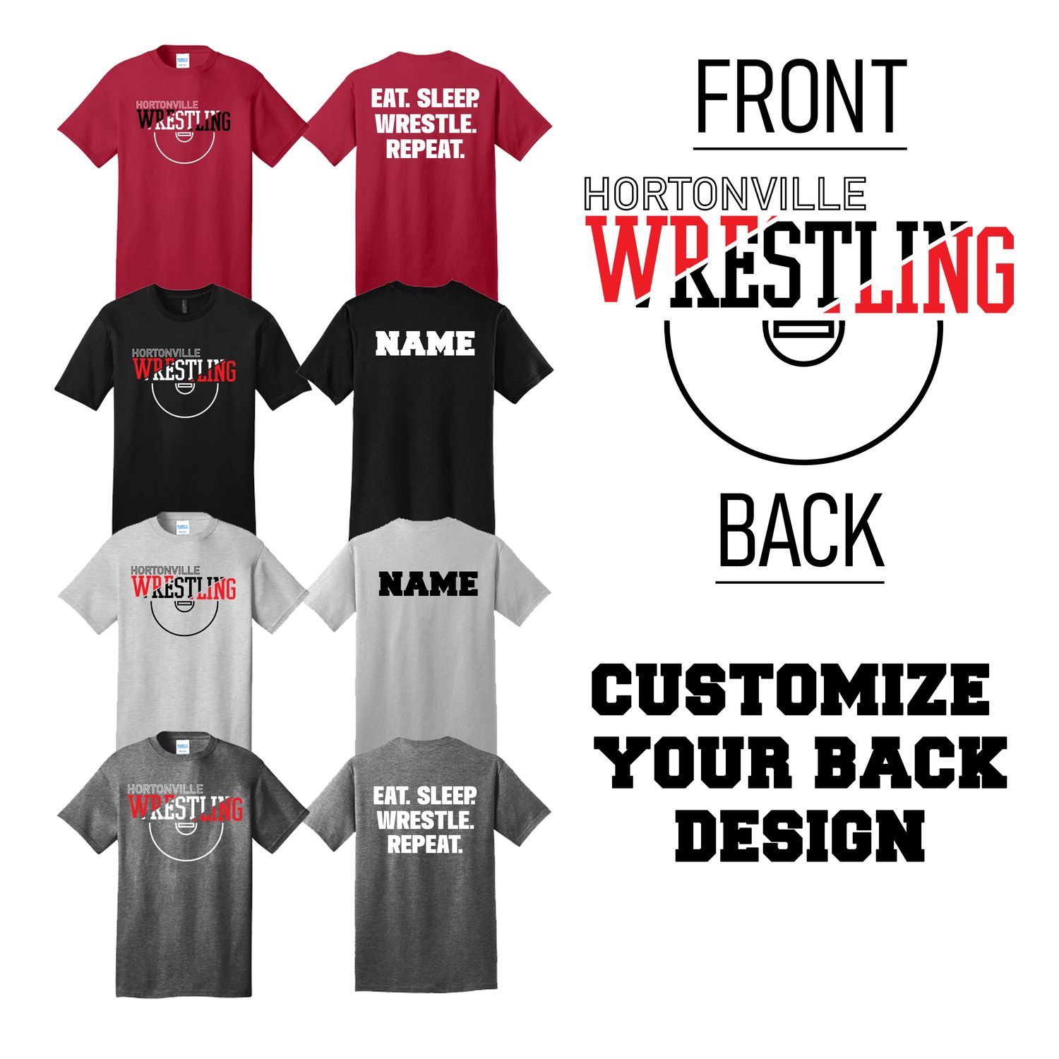 HORTONVILLE WRESTLING Design 4 T-shirt