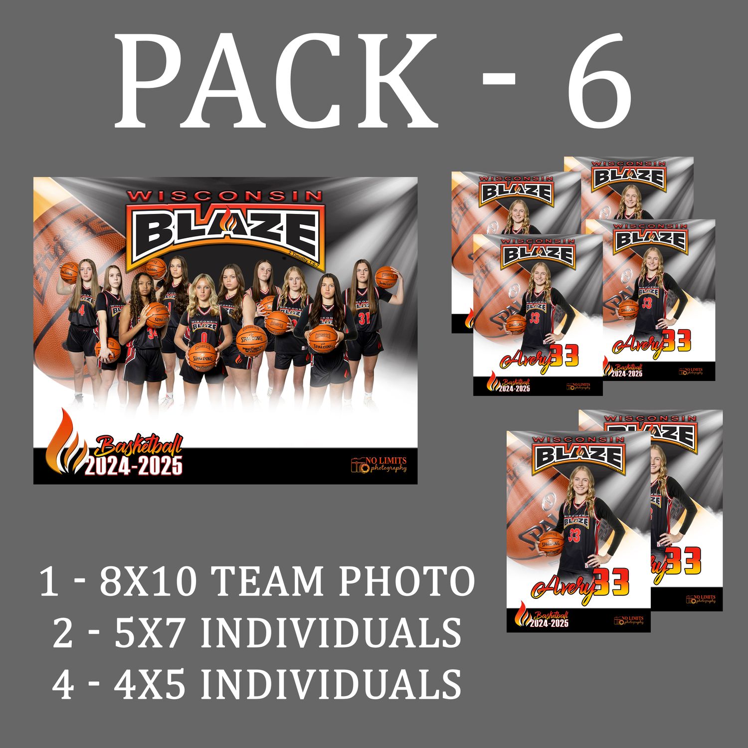 Blaze PACK #6 - **GREAT VALUE** 8X10 Teammate Pack