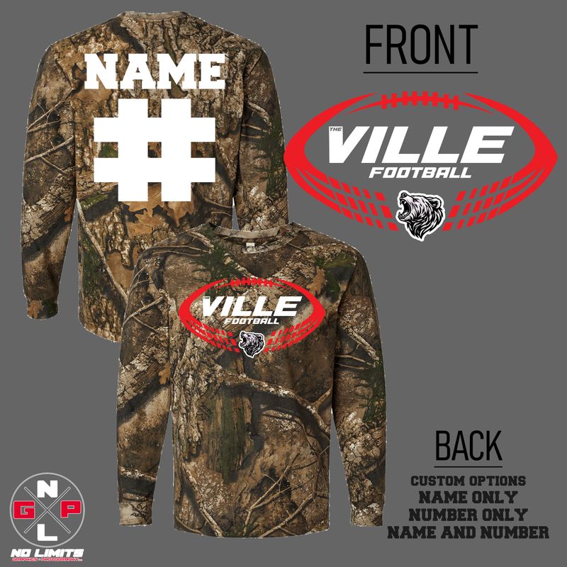 THE VILLE FOOTBALL CAMO LONGSLEEVE