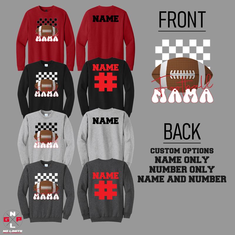 FOOTBALL CHECKERED MAMA CREWNECK