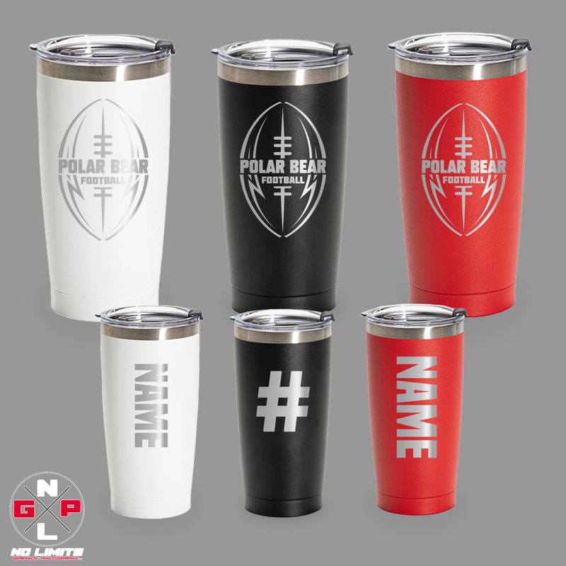 20 OZ POLAR BEAR FOOTBALL TUMBLER