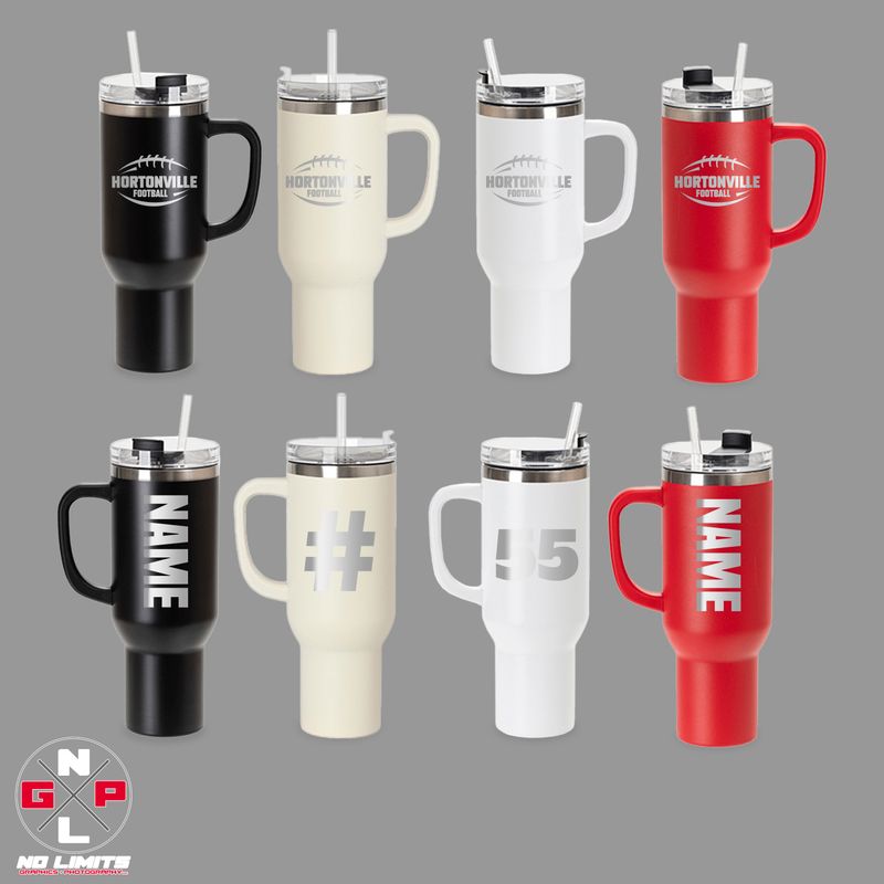 40 OZ HORTONVILLE FOOTBALL TUMBLER
