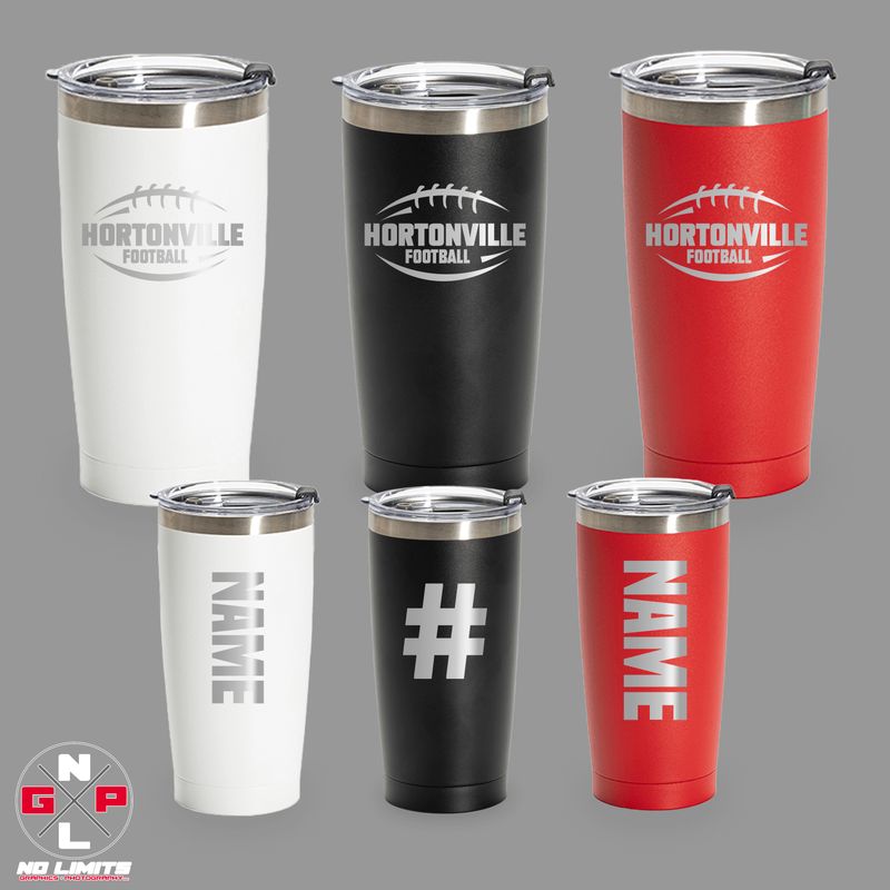 20 OZ HORTONVILLE HORIZONTAL FOOTBALL TUMBLER