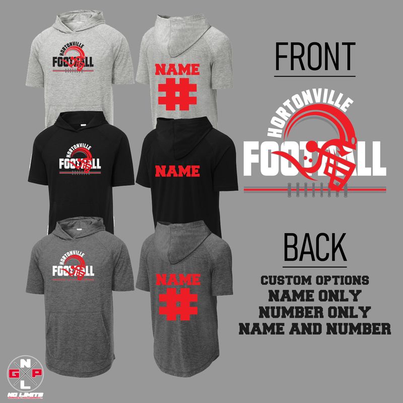 IRON HELMET FOOTBALL SHORT SLEEVED HOODED PULL OVER