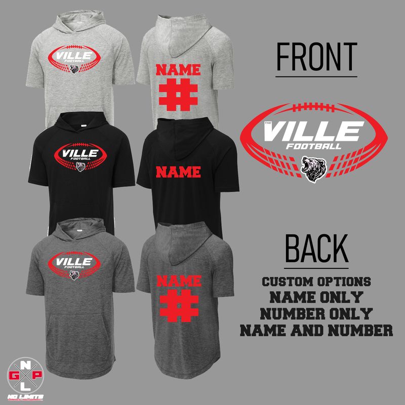 THE VILLE FOOTBALL SHORT SLEEVED HOODED PULL OVER