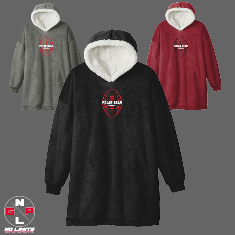 POLAR BEAR FOOTBALL EMBROIDERED WEARABLE SNUGGIE