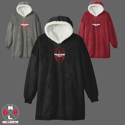 POLAR BEAR FOOTBALL EMBROIDERED WEARABLE SNUGGIE