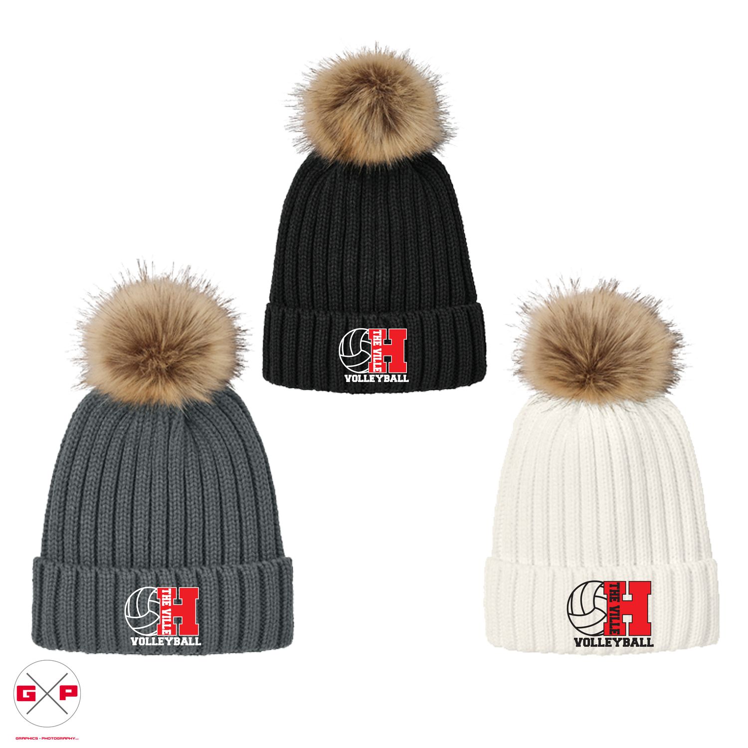 HORTONVILLE VOLLEYBALL FAU FUR POM BEANIE