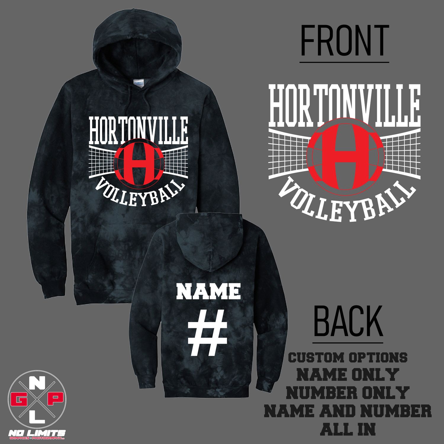 HORTONVILLE VOLLEYBALL TYE DYE HOODIE