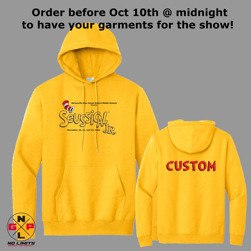 ORDER BY SUNDAY, NOVEMEBER 2ND - Golden Yellow HOODIE Includes Musical Themed Front Graphic