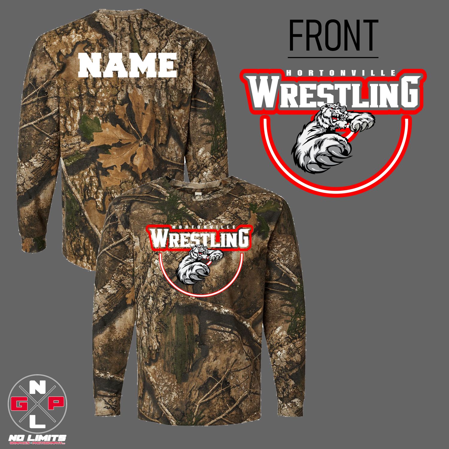 2026 HORTONVILLE RING WRESTLING CAMO LONGSLEEVE