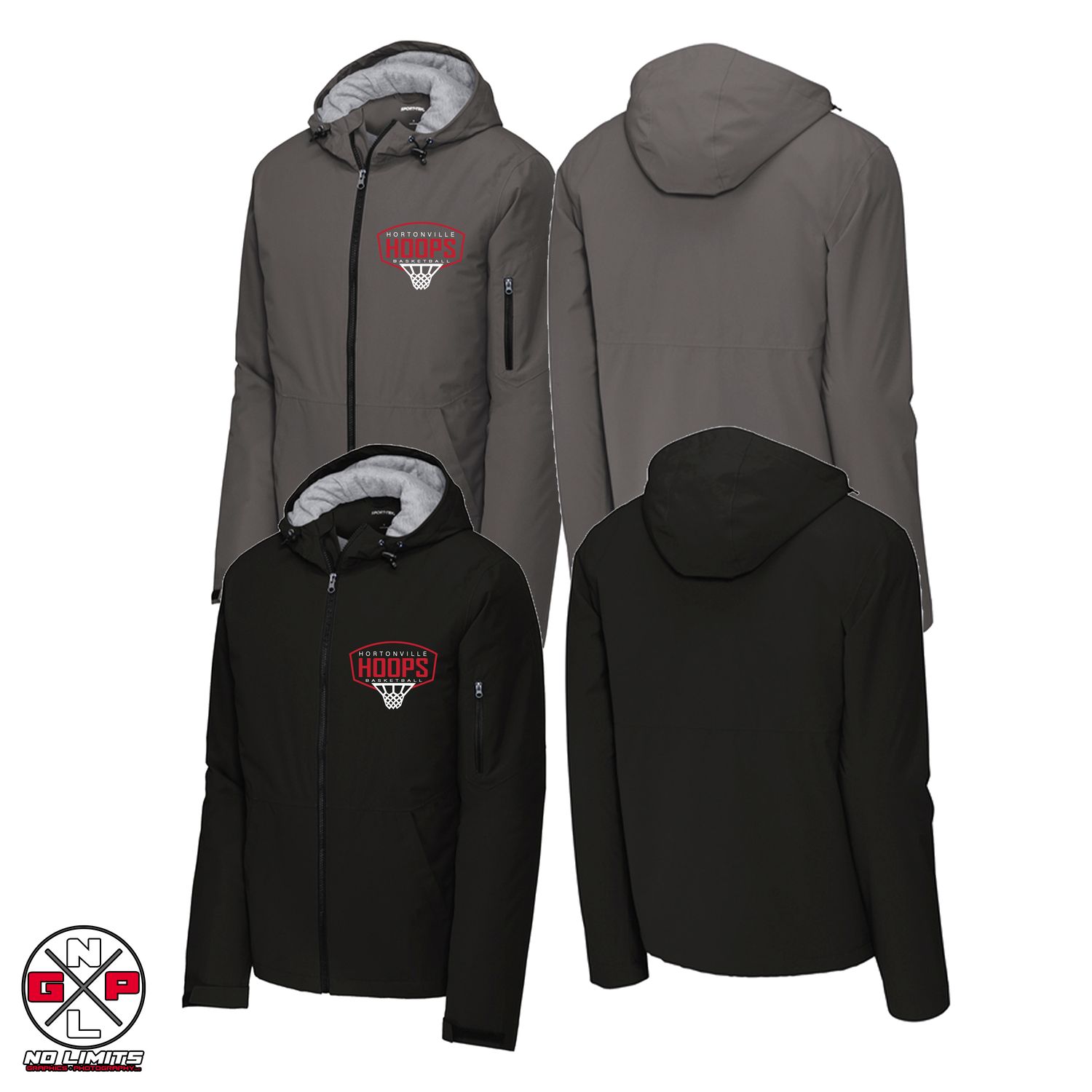 HORTONVILLE BASKETBALL EMBROIDERED SPORT-TEK WATERPROOF INSULATED JACKET