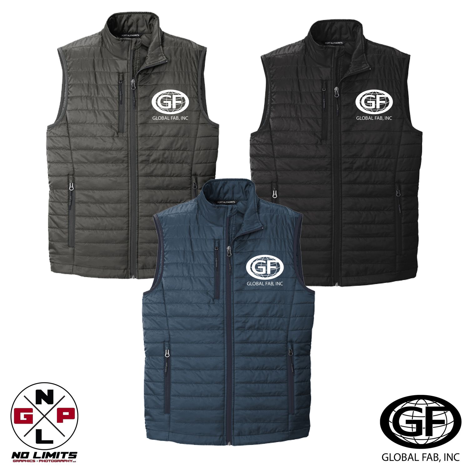 GLOBAL FAB PORT AUTHORITY PUFFY EMBROIDERED VEST