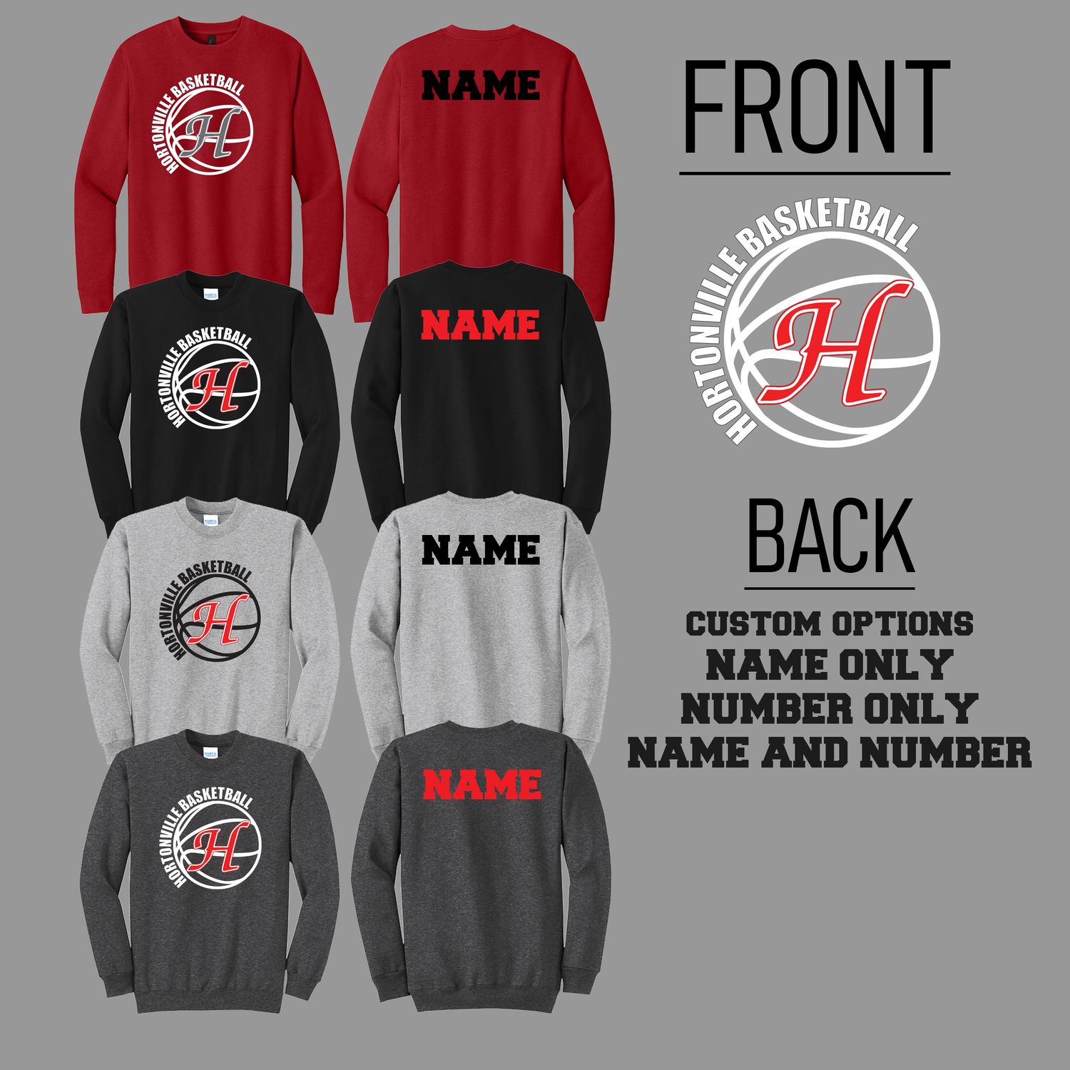 HORTONVILLE BASKETBALL CREWNECK