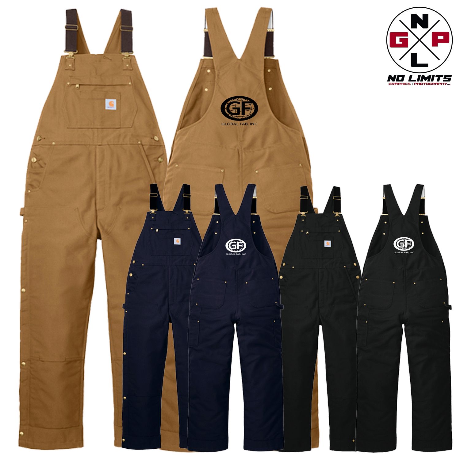 GLOBAL FAB EMBROIDERED CARHARTT FIRM DUCK INSULATED BIB OVERALLS