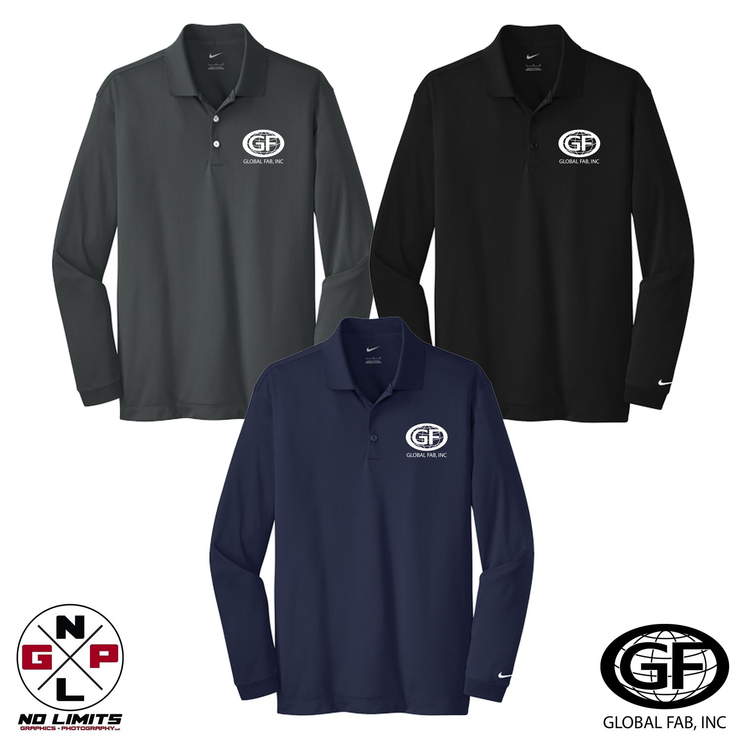 **TALL** GLOBAL FAB NIKE TALL DRI-FIT LONG SLEEVE EMBROIDERED POLO