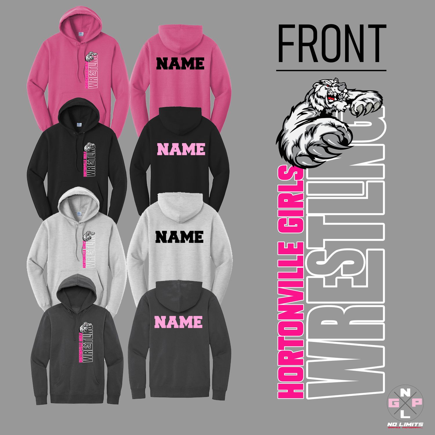 HORTONIVLLE GIRLS WRESTLING VERTICAL HOODIE